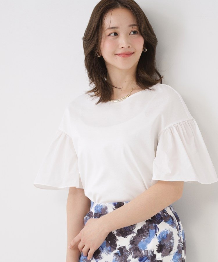 COUP DE CHANCE 【手洗い可/日本製】ギャザーフレアスリーブ プルオーバー クード シャンス トップス カットソー・Tシャツ ホワイト ブラック ブラウン【送料無料】
