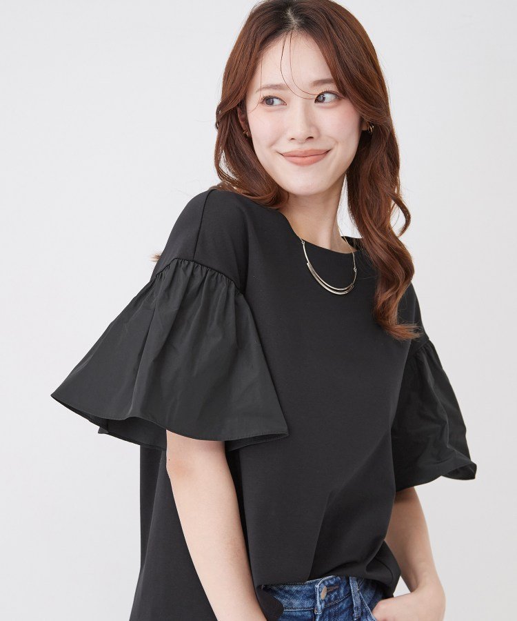 COUP DE CHANCE 【手洗い可/日本製】ギャザーフレアスリーブ プルオーバー クード シャンス トップス カットソー・Tシャツ ホワイト ブラック ブラウン【送料無料】