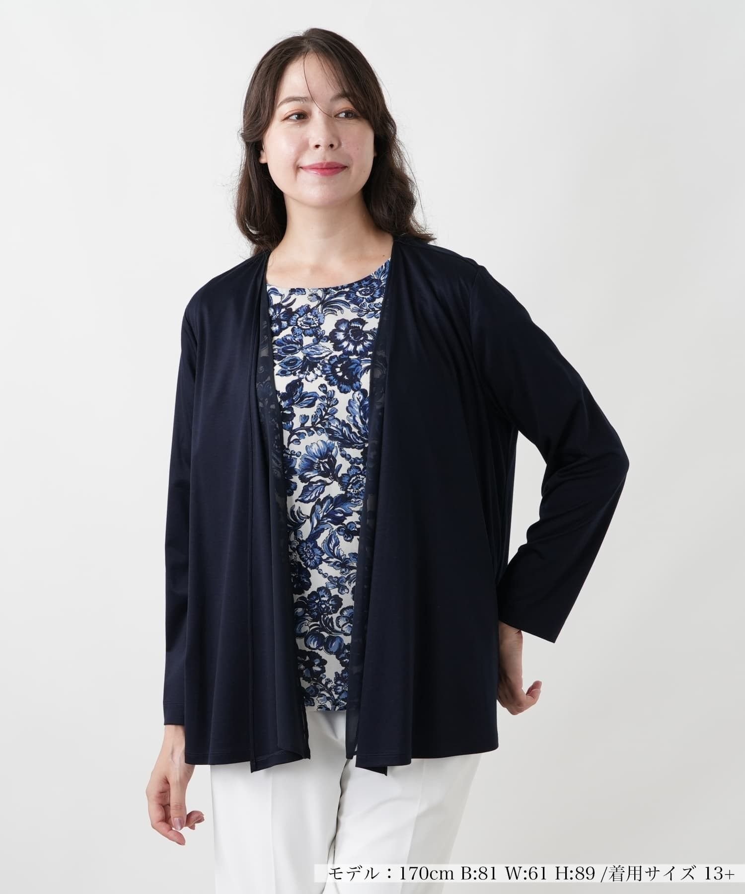 【SALE／21%OFF】Leilian PLUS HOUSE カーディガン【Leilian WHITE LABEL】 レリアン　プラスハウス トップス カーディガン ベージュ ホワイト ネイビー【送料無料】