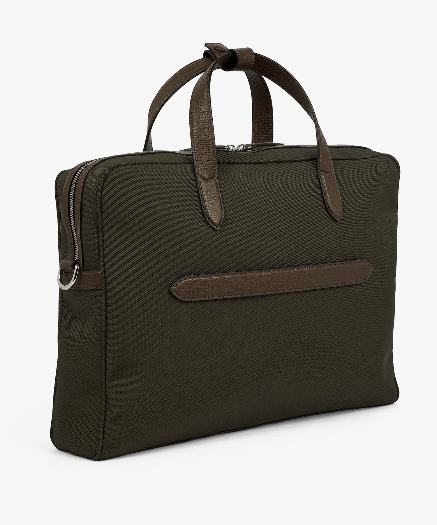 Slim Briefcase with Zip Front in Ludlow スマイソン バッグ ビジネスバッグ・ブリーフケース ブラック
