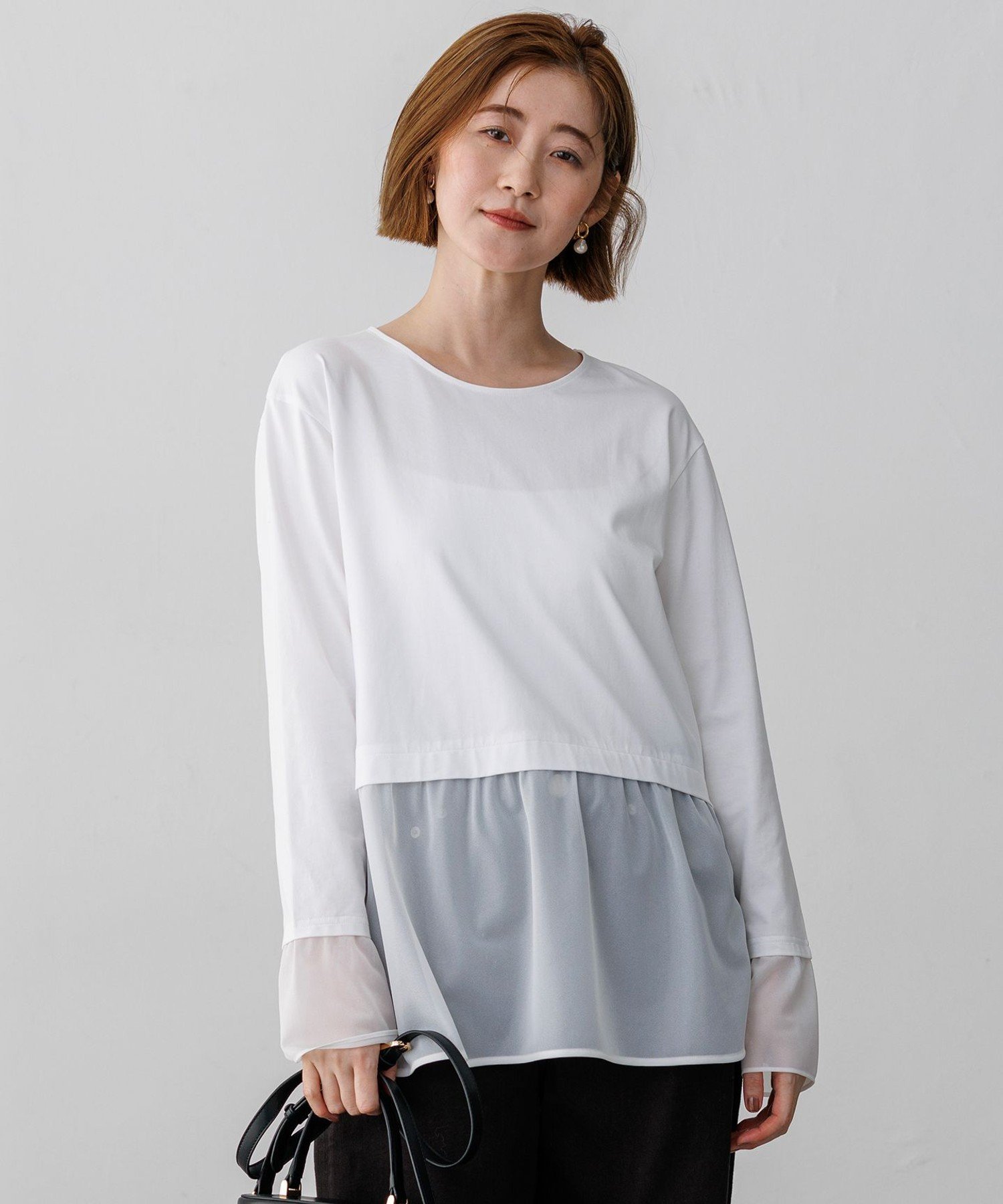23区 L 【見上愛さん着用】ナチュラルコットンベア シアーコンビ カットソー ニジュウサンク トップス カットソー・Tシャツ ホワイト ブラック【送料無料】 stylife-15889368 Rakuten Fashion パッケージ画像