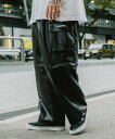 【SALE／20%OFF】Subciety FAKE LEATHER MUTANT CARGO PANTS サブサエティ パンツ カーゴパンツ ブラック ホワイト ブラウン【送料無料】