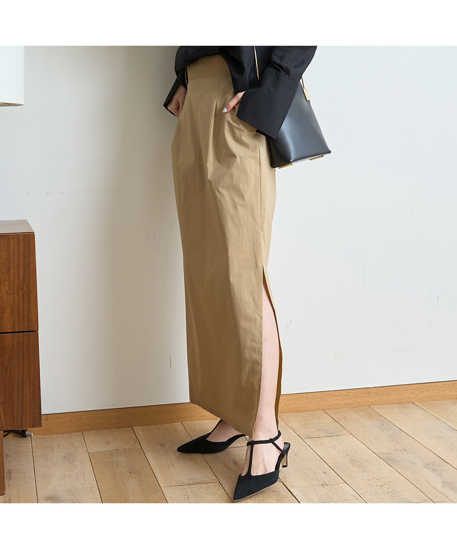 【SALE／30%OFF】Rouge vif la cle 【セットアップ対応】サイドスリットタイトスカート ルージュ・ヴィフ ラクレ スカート ロング・マキシスカート ベージュ ブラック【送料無料】