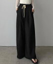 【SALE/35%OFF】JUNOAH callautia リネンライクワイドパンツ ジュノア パンツ スラックス・ドレスパンツ ブラック グレー【送料無料】