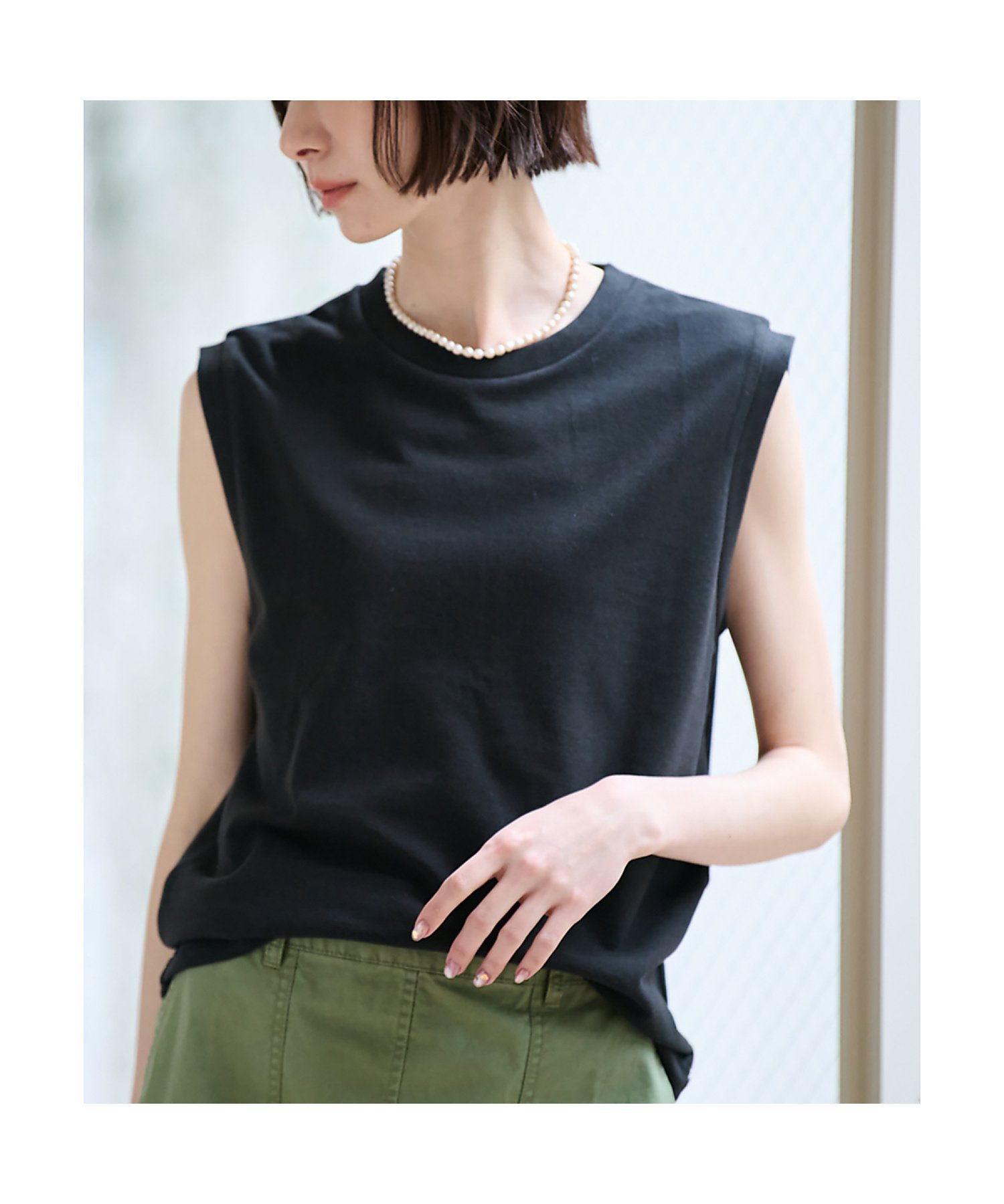 Rouge vif la cle 【JEMORGAN/ジェーイーモーガン】カノコノースリーブカットソー/TCカノコ ルージュ・ヴィフ ラクレ トップス カットソー・Tシャツ グレー レッド ネイビー ホワイト ブラック