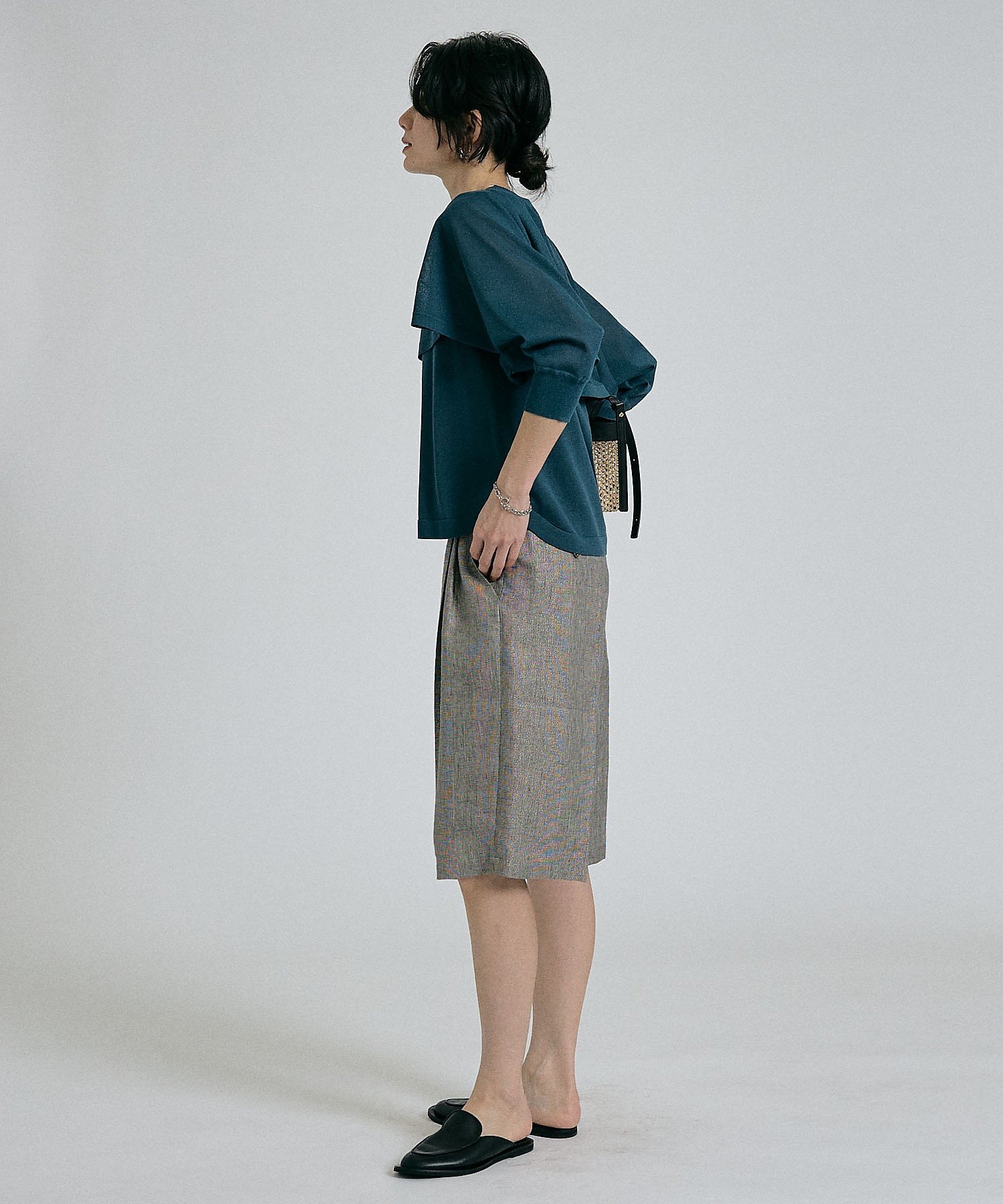 qualite 【大人のショートパンツ】ラメリネンショートパンツ/セットアップ対応 カリテ パンツ その他のパンツ グレー