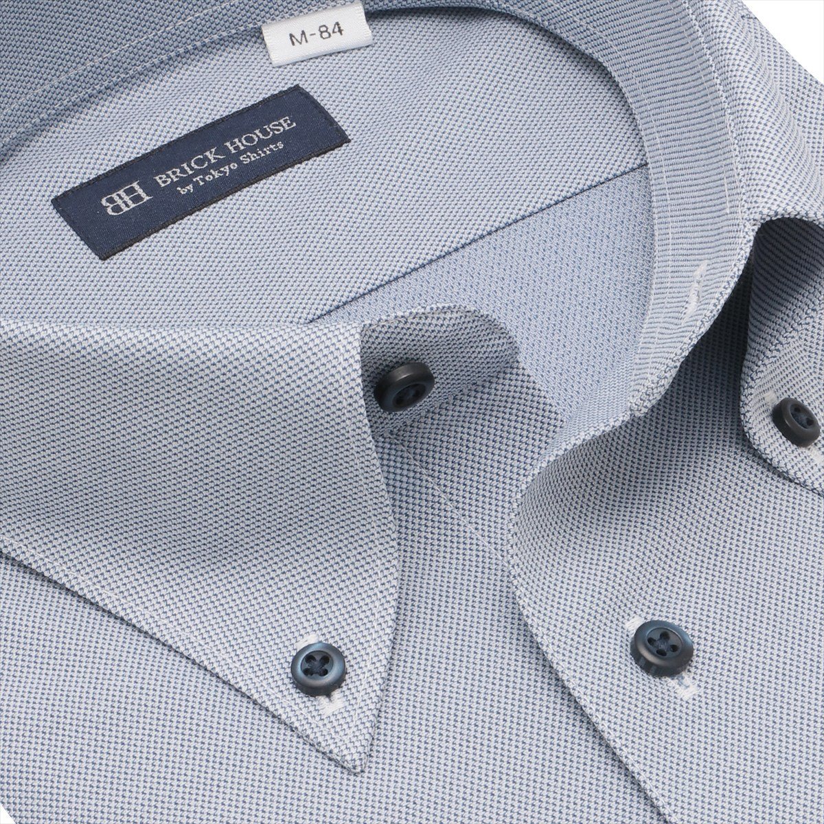 【ストレッチ】 ボタンダウン 長袖 形態安定 ワイシャツ ニットシャツ BM01K301AB16B2N-19 トーキョーシャツ スーツ・フォーマル Yシャツ・カッターシャツ ネイビー