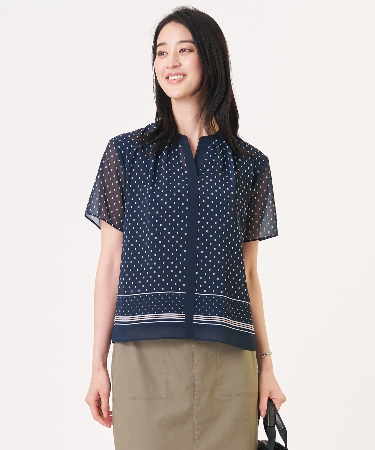 J.PRESS パネルプリント スキッパー カットソー ジェイプレス トップス カットソー・Tシャツ ネイビー