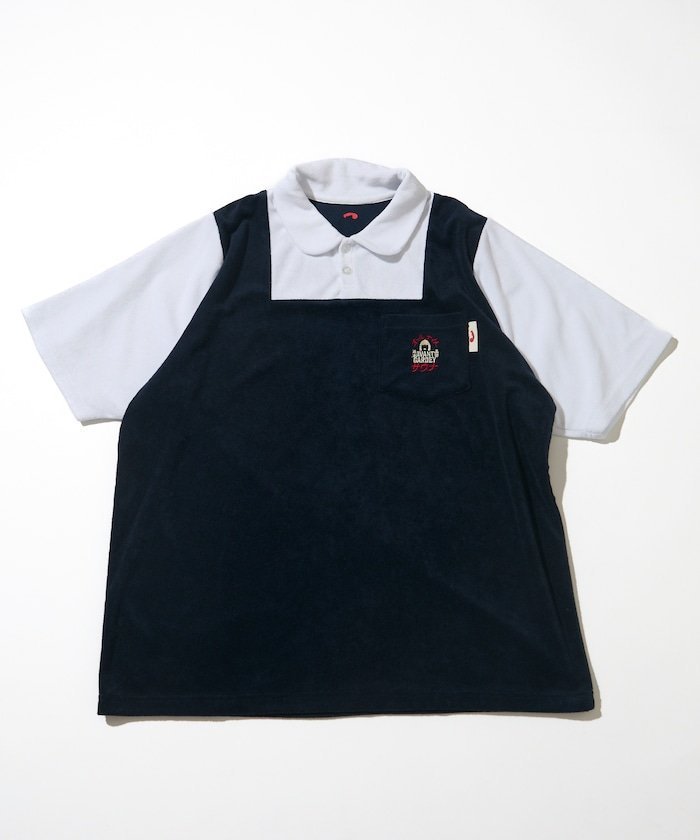SAUVENIR アバンギャルディ×SAUVENIR×FREAK'S STORE 別注 オールナイトサウナ KANNAIGI 制服TEE&スカート&ナップサック セット[パイル] フリークスストア トップス カットソー・Tシャツ ネイビー