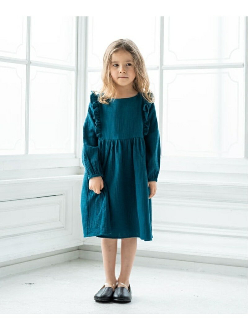 riziere riziere/(K)ダブルガーゼフリルワンピース リジェール ワンピース・ドレス その他のワンピース・ドレス グリーン ベージュ ブルー レッド カーキ ブラウン パープル ピンク オレンジのサムネイル