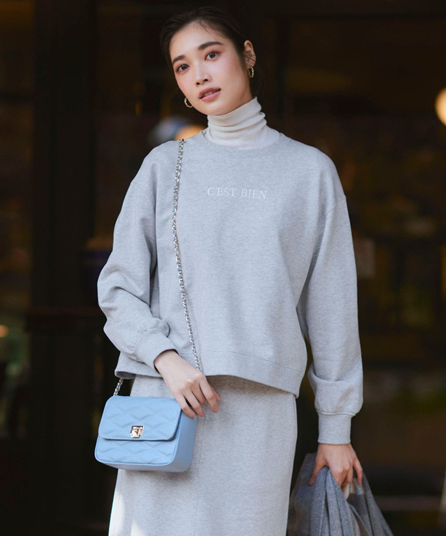 23区 S 【一部店舗限定/洗える】クリアコットンテリー セットアップ ロゴ スウェット ニジュウサンク トップス カットソー・Tシャツ ネイビー グレー ブラウン