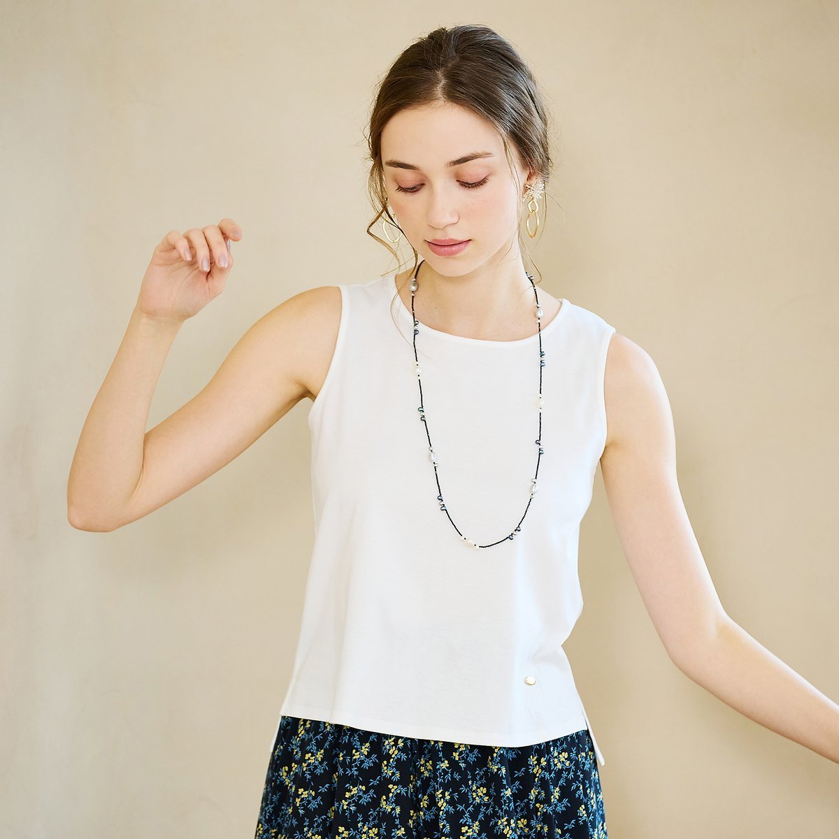 Liliane Burty Eclat 【S・Mサイズ】綿100%シルケットスムース タンクトップ リリアンビューティ エクラ トップス カットソー・Tシャツ ピンク ブラック ホワイト