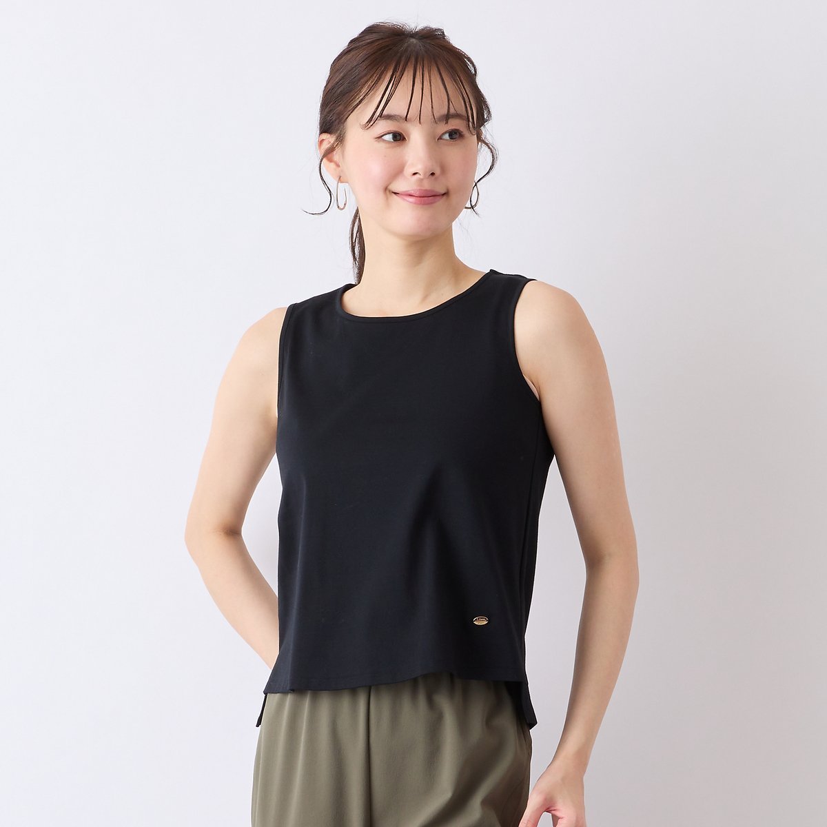 Liliane Burty Eclat 【S・Mサイズ】綿100%シルケットスムース タンクトップ リリアンビューティ エクラ トップス カットソー・Tシャツ ピンク ブラック ホワイト