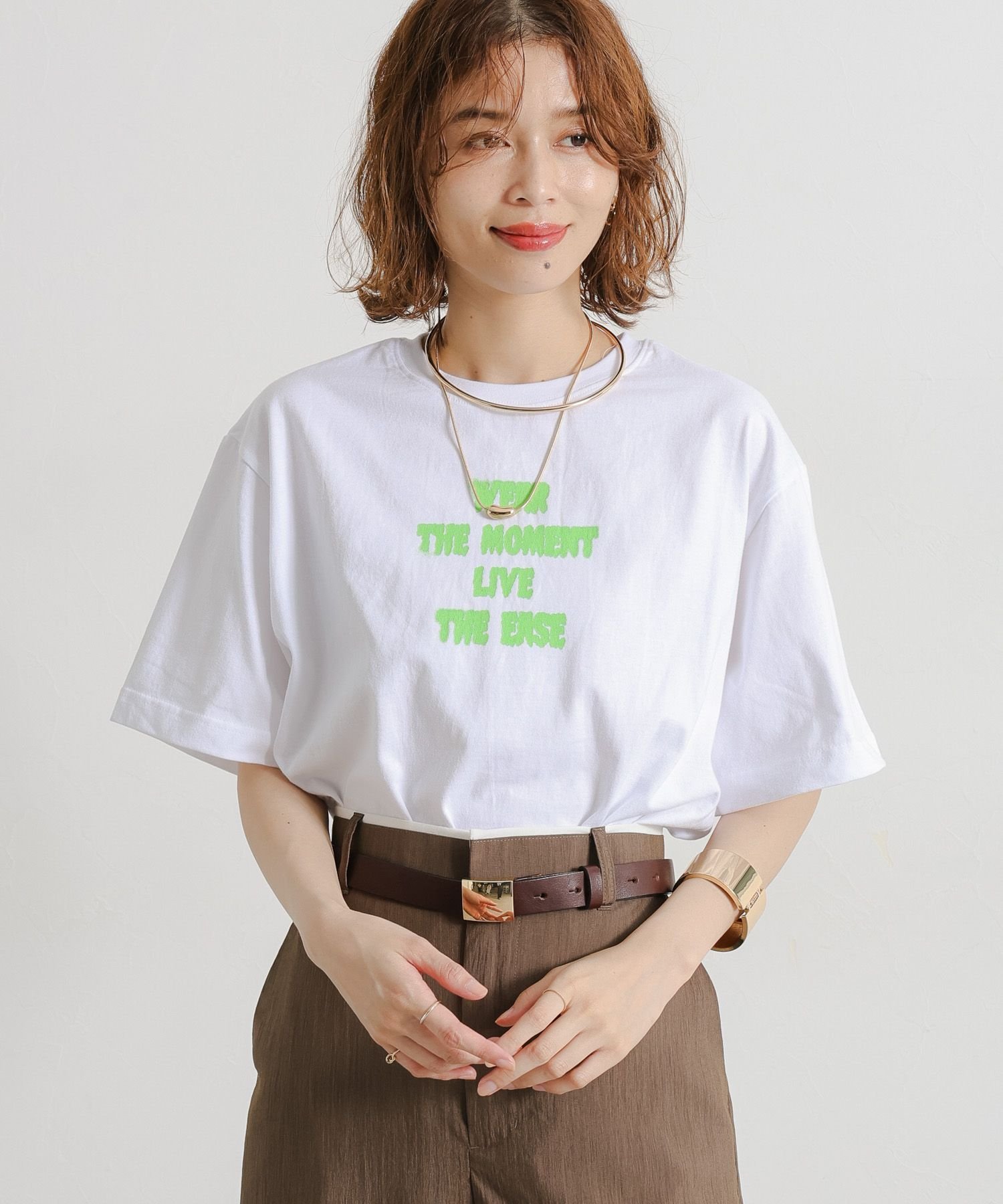 【daily CLIP】AMOU ショートスリーブT スタディオクリップ トップス カットソー・Tシャツ ホワイト ブラック