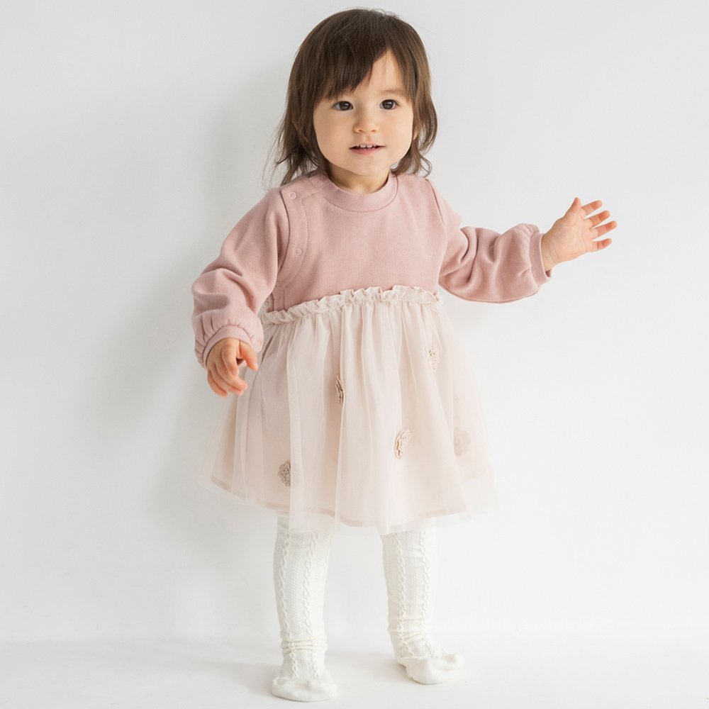 branshes 【おそろい】フラワーモチーフ付きカバーオール ブランシェス マタニティウェア・ベビー用品 ロンパース・カバーオール ピンク ブルーのサムネイル