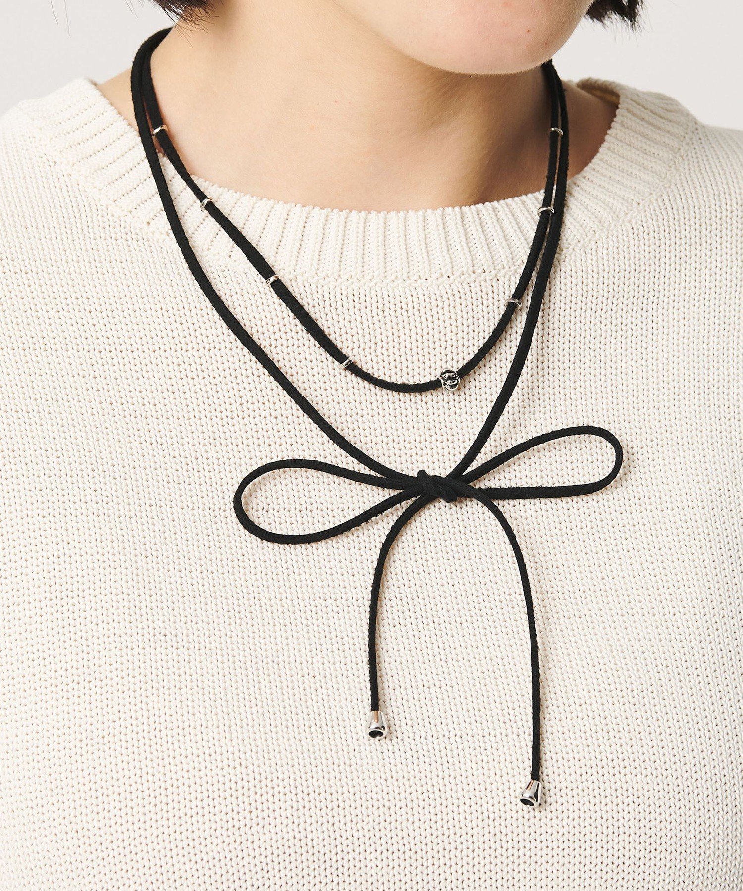BEAUTY&YOUTH UNITED ARROWS コード*メタルパーツ チョーカー ネックレス ビューティー＆ユース　ユナイテッドアローズ アクセサリー・腕時計 ネックレス ブラック ホワイト【送料無料】