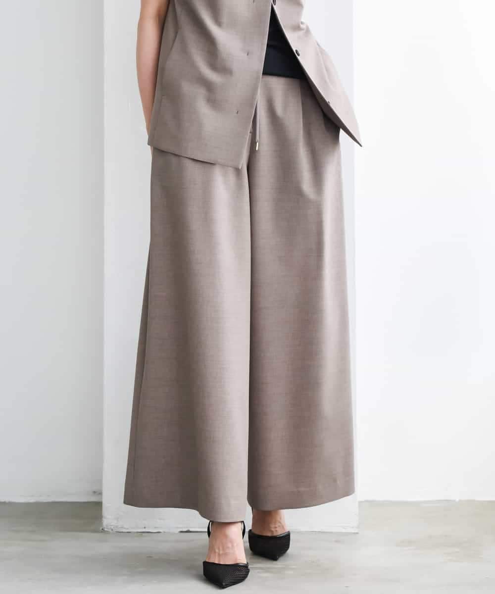 MICHEL KLEIN [セットアップ対応/リラックスボトム]ドローストリングワイドパンツ ミッシェルクラン パンツ その他のパンツ ブラック ブラウン