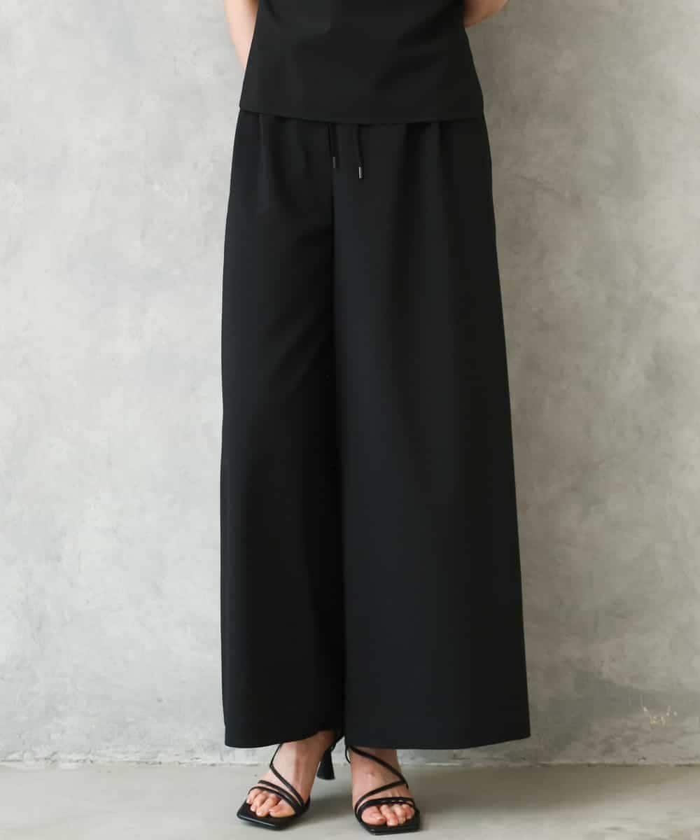 MICHEL KLEIN [セットアップ対応/リラックスボトム]ドローストリングワイドパンツ ミッシェルクラン パンツ その他のパンツ ブラック ブラウン