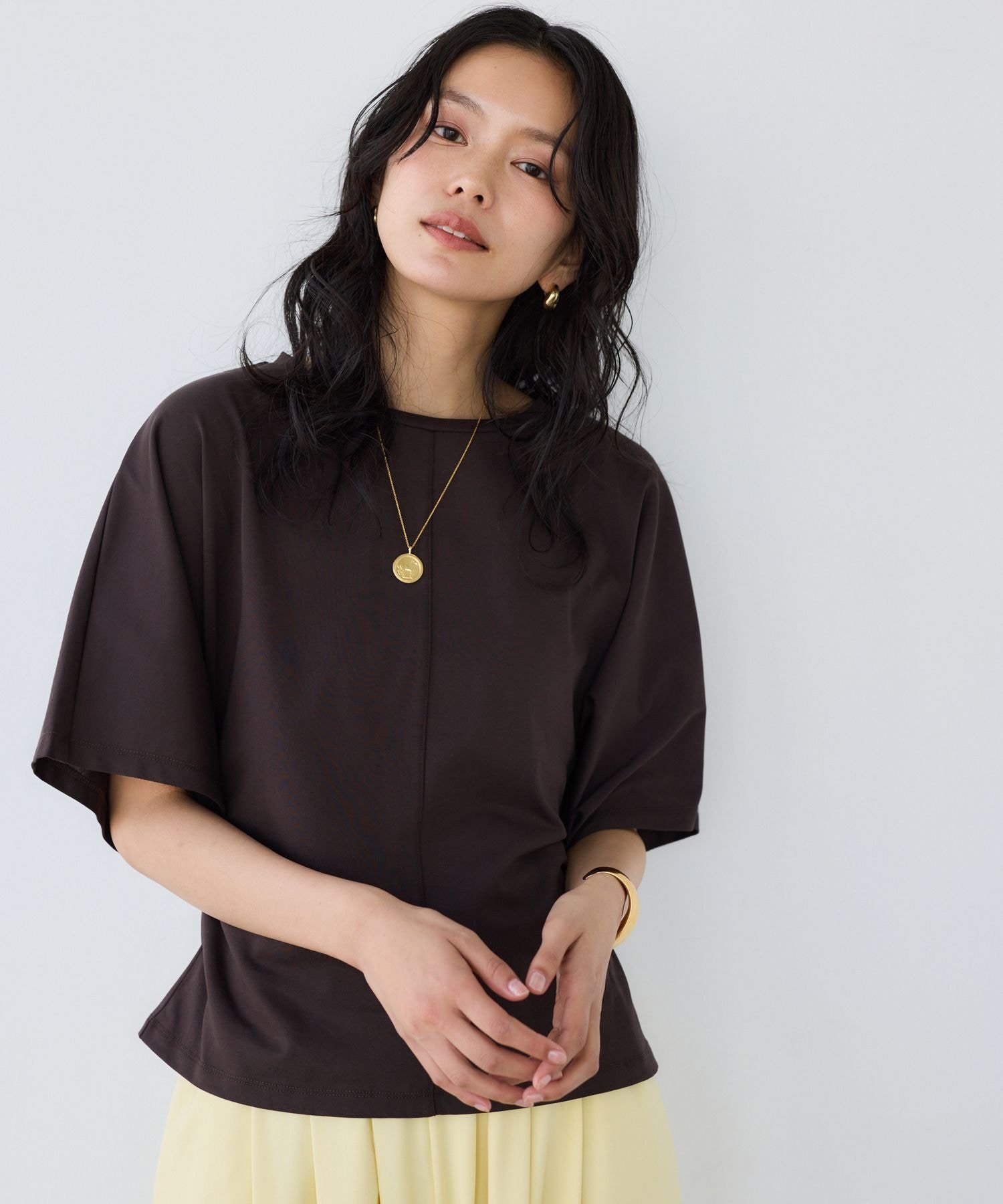 GIZAセンターシームT【WEB限定カラー / 汗染み軽減】 バンヤードストーム トップス カットソー・Tシャツ ブラウン ホワイト グリーン