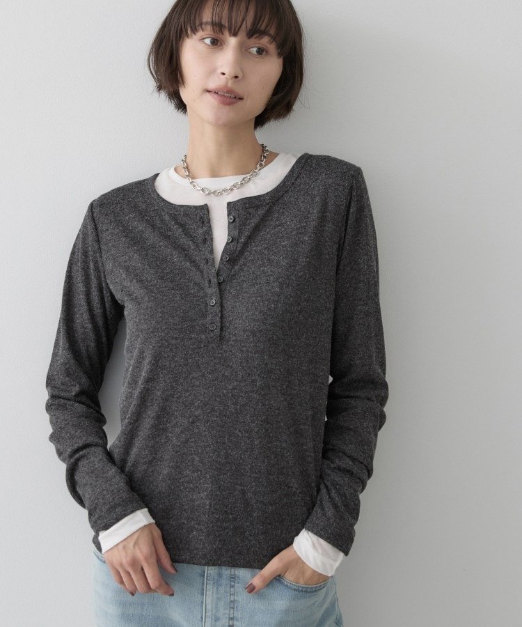 シアーテレコヘンリーネックプルオーバー デッサン トップス カットソー・Tシャツ イエロー グレー ホワイト