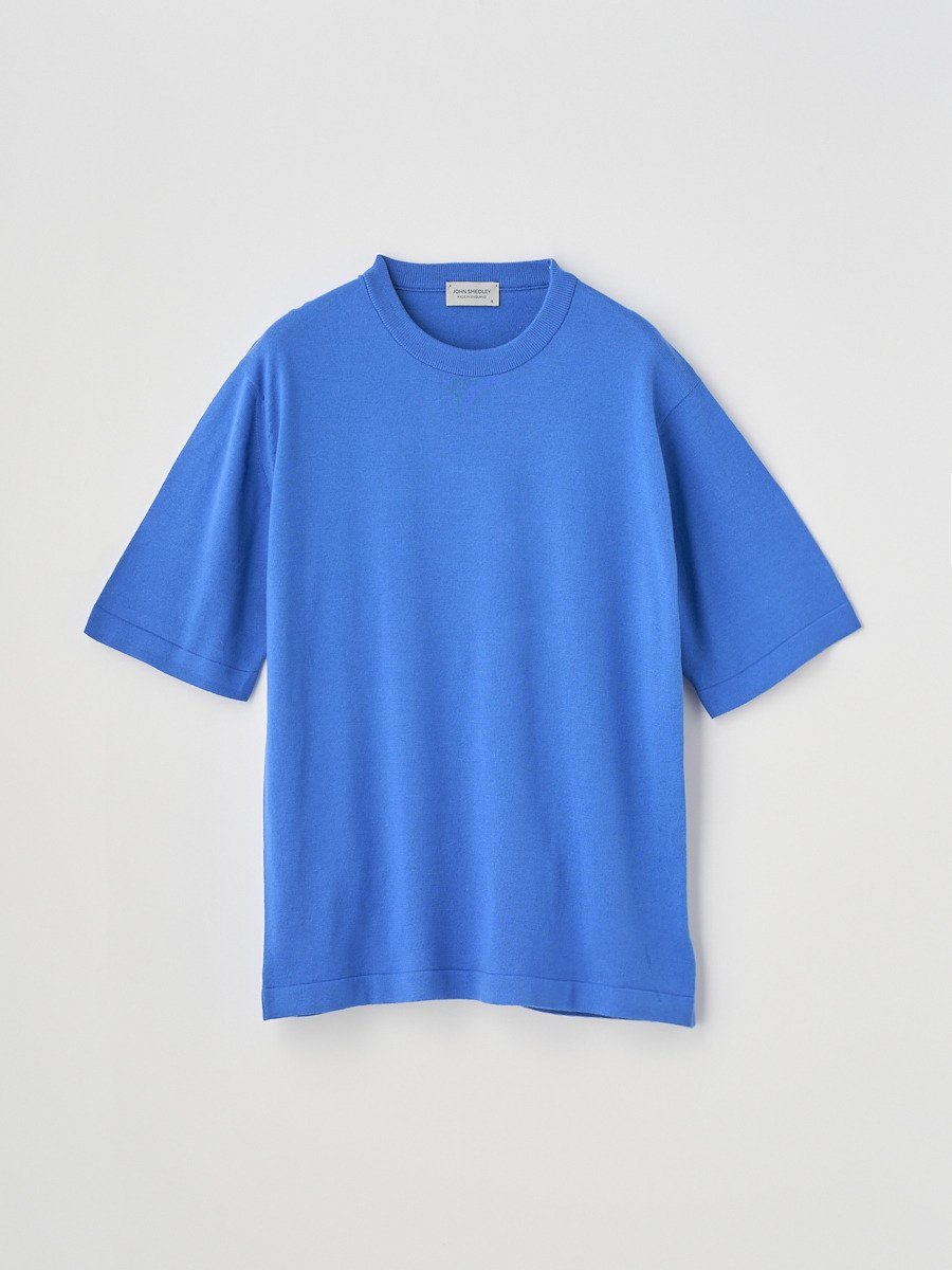 ジョンスメドレー JOHN SMEDLEY Crew neck Welt hem T-shirt ｜ TINDALL ｜ 24G ジョンスメドレー トップス ニット ブルー【送料無料】