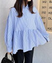 【SALE/31%OFF】INGNI INGNI/(W)ストライプペプラムSH イング トップス シャツ・ブラウス ブルー