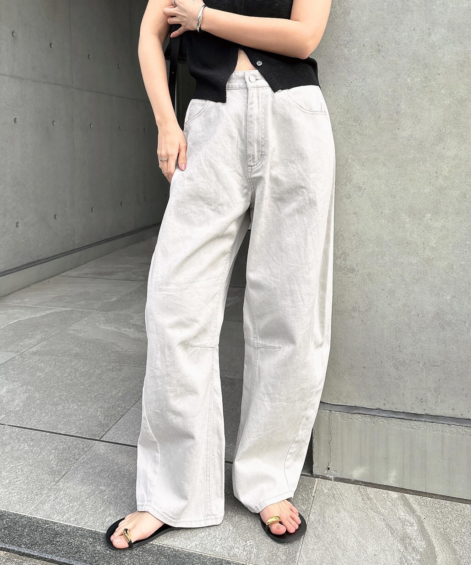Freesia ニュアンス カラー デニム カーブ パンツ Freesia フリージア アンドミー パンツ ジーンズ・デニムパンツ【送料無料】