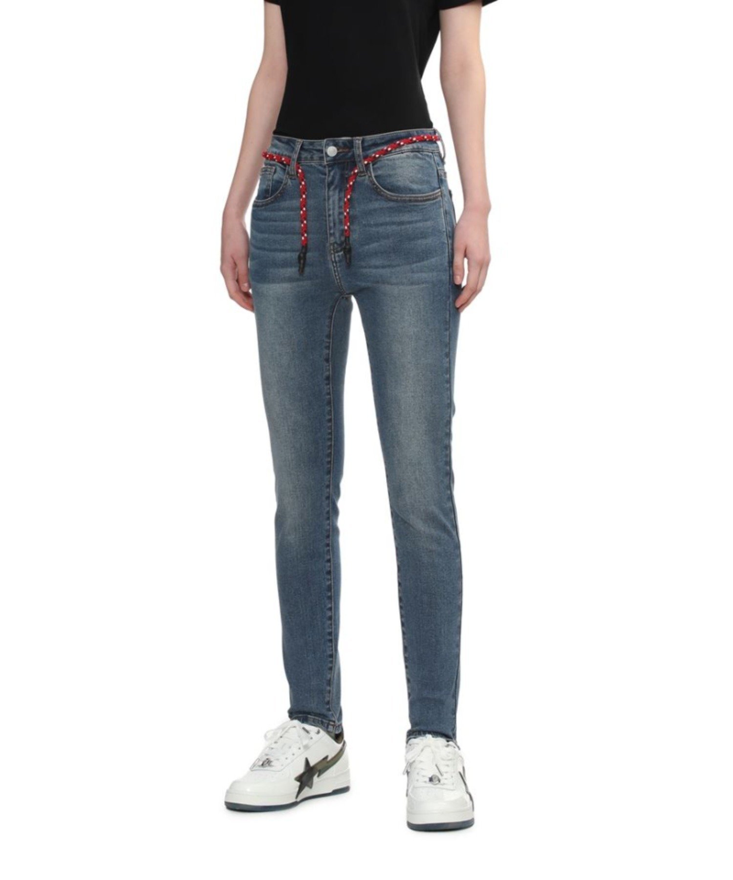 HEART PU BADGE SKINNY JEANS #1 ア ベイシング エイプ パンツ ジーンズ・デニムパンツ ネイビー