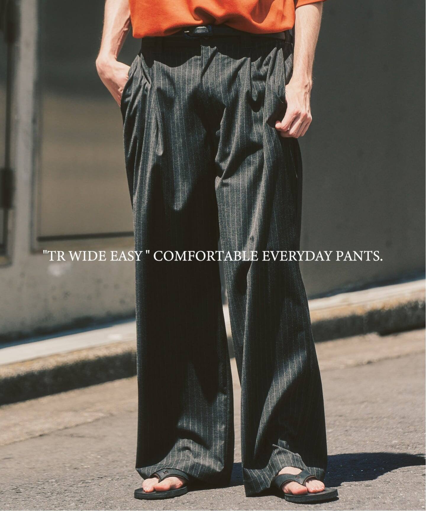 417 EDIFICE TR ワイドイージーパンツ フォーワンセブン エディフィス パンツ スラックス・ドレスパンツ ネイビー カーキグリーン ブラック グレー ベージュ