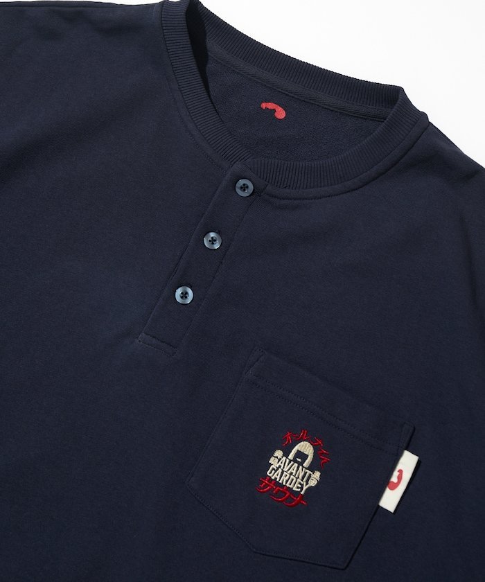 SAUVENIR アバンギャルディ × SAUVENIR × FREAK'S STORE 別注 オールナイトサウナ KANNAIGI ナップサック付き裏毛セットアップ フリークスストア トップス カットソー・Tシャツ ネイビー
