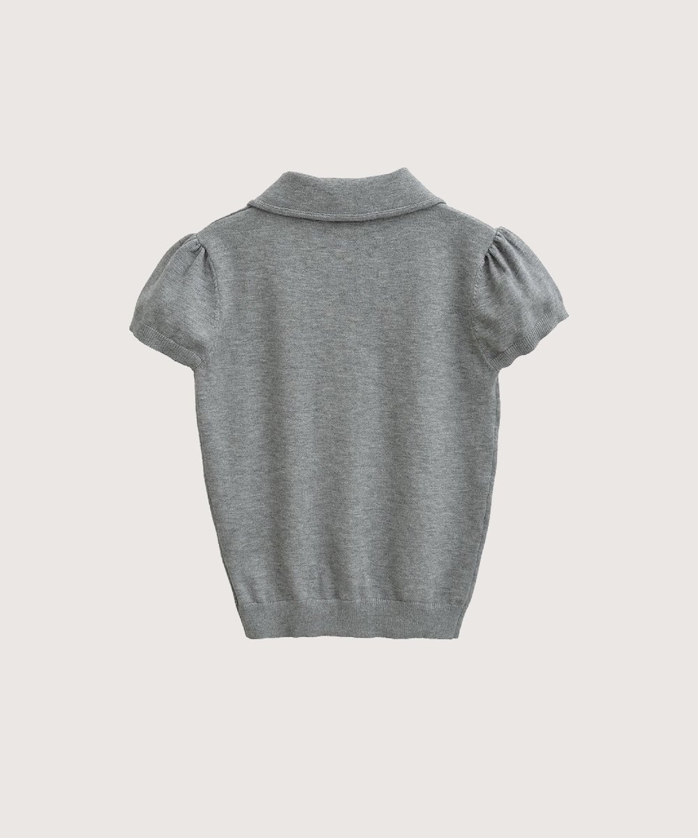 LA POMME petit Bow Collar Puff Sleeve Top/ボウカラーパフスリーブトップス ラポミ・プチ トップス カットソー・Tシャツ グレー