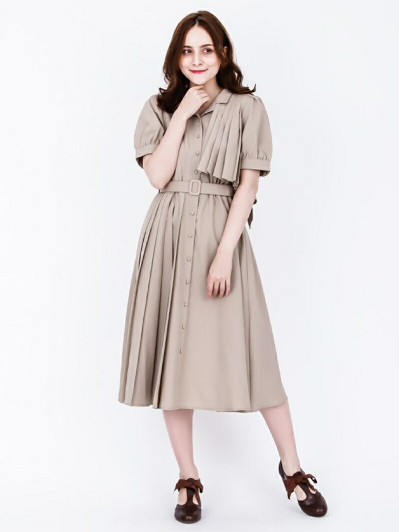 【SALE／67%OFF】axes femme (W)トレンチプリーツシャツOP アクシーズファム ワンピース・ドレス その他のワンピース・ドレス ネイビー ベージュ ピンクのサムネイル