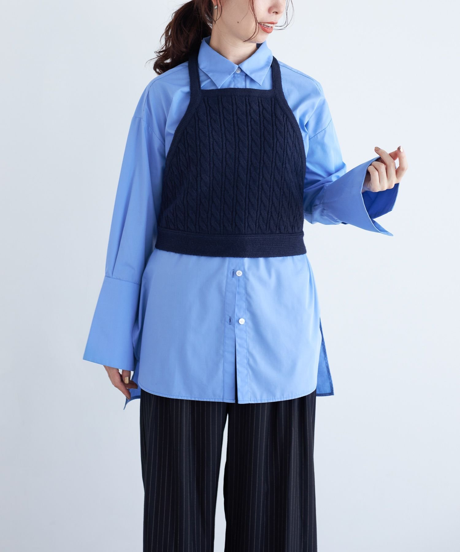 【SALE／50%OFF】LEPSIM 【FOR I SERIES】7ゲージケーブルビスチェ レプシィム トップス ニット ネイビー グレーのサムネイル