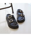 collex 【MOHI/モヒ】 ダブルバックル レザーサンダル コレックス シューズ・靴 サンダル ブラック【送料無料】