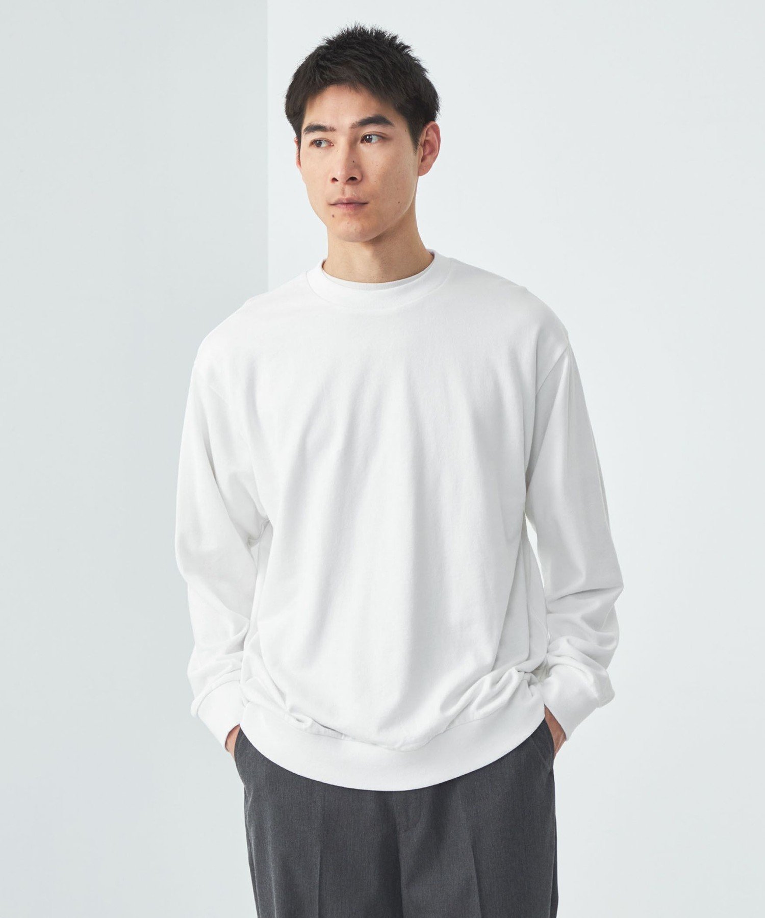 FINE BASIC GIZA ハイゲージ 裏毛 クルーネック Tシャツ ユナイテッドアローズ アウトレット トップス カットソー・Tシャツ ホワイト ベージュ