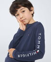 TOMMY HILFIGER 【90~165cm展開】ベーシックフラッグロングスリーブTシャツ トミーヒルフィガー トップス その他のトップス ネイビー ホワイト【送料無料】