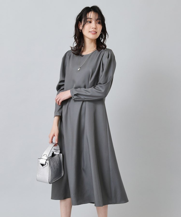 楽天Rakuten Fashion【SALE／50％OFF】UNTITLED 【きれいめ&すっきり/洗える】Aライン 袖コンシャスワンピース アンタイトル ワンピース・ドレス その他のワンピース・ドレス グレー ベージュ ネイビー【送料無料】