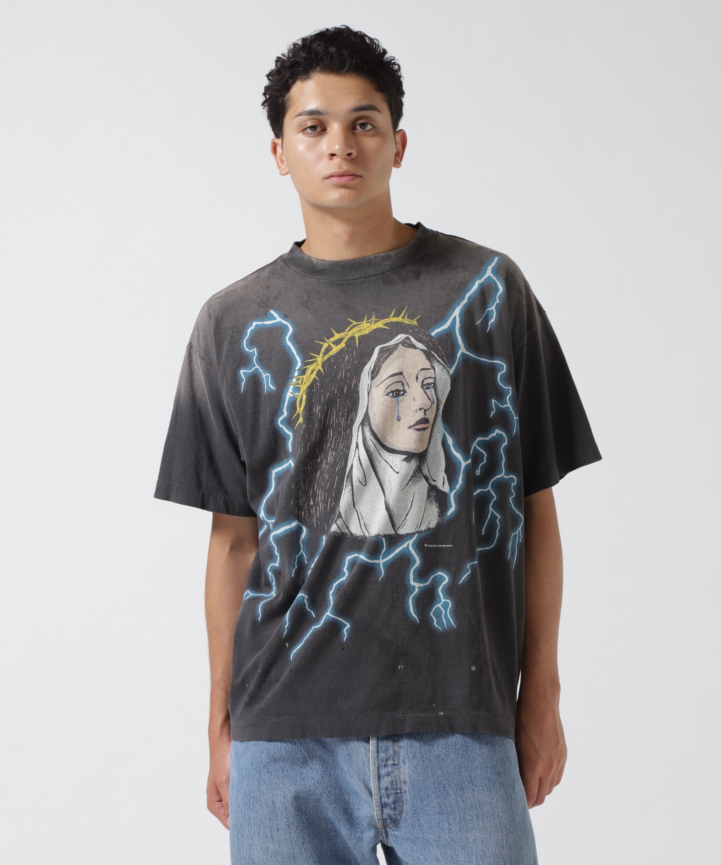 ROYAL FLASH SAINT MICHAEL/セントマイケル/SS TEE MARIA BLACK ロイヤルフラッシュ トップス カットソー・Tシャツ ブラック【送料無料】