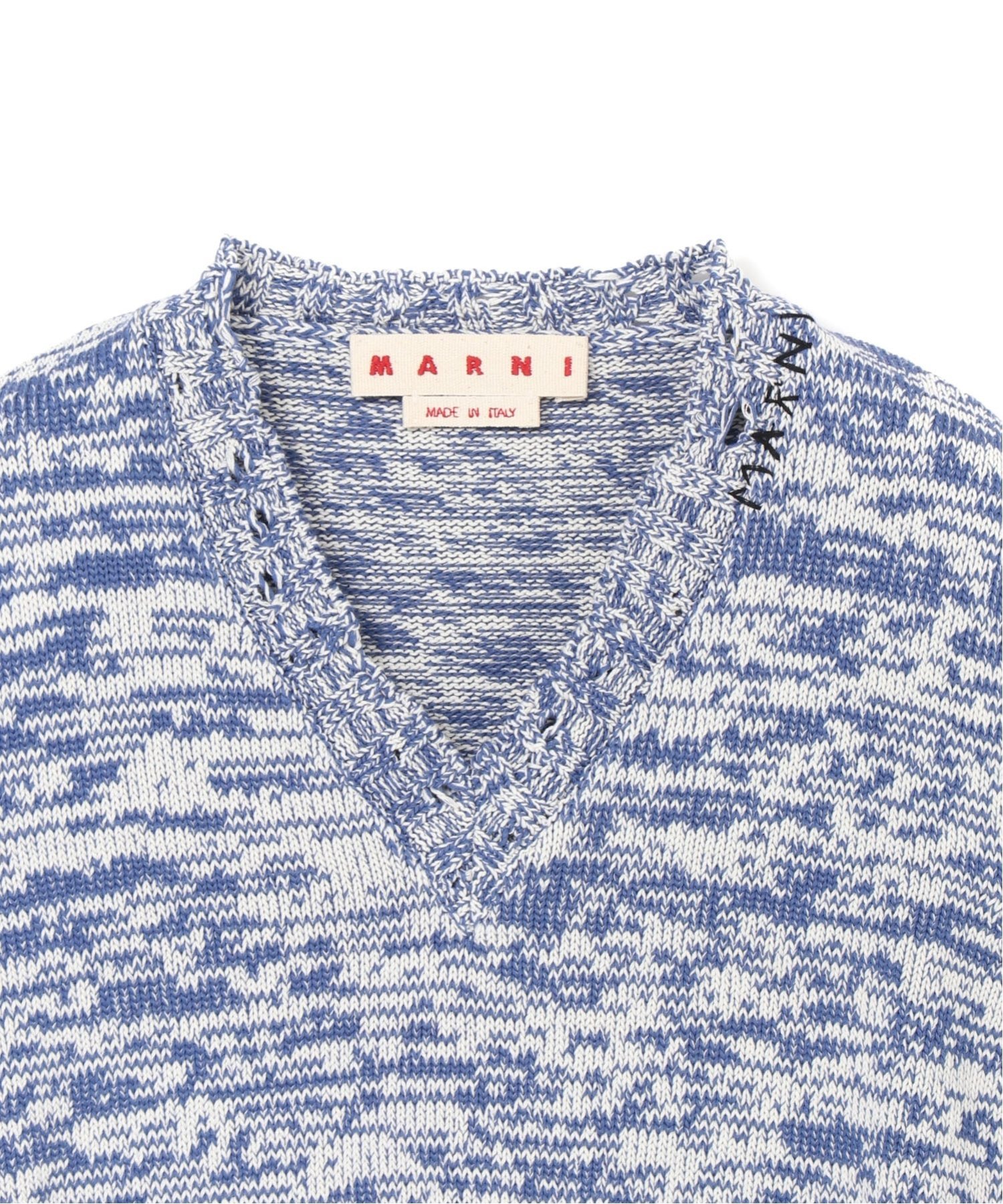 MARNI アンフィニッシュドコッ トンニット ベスト マルニ トップス ベスト・ジレ ブルー【送料無料】