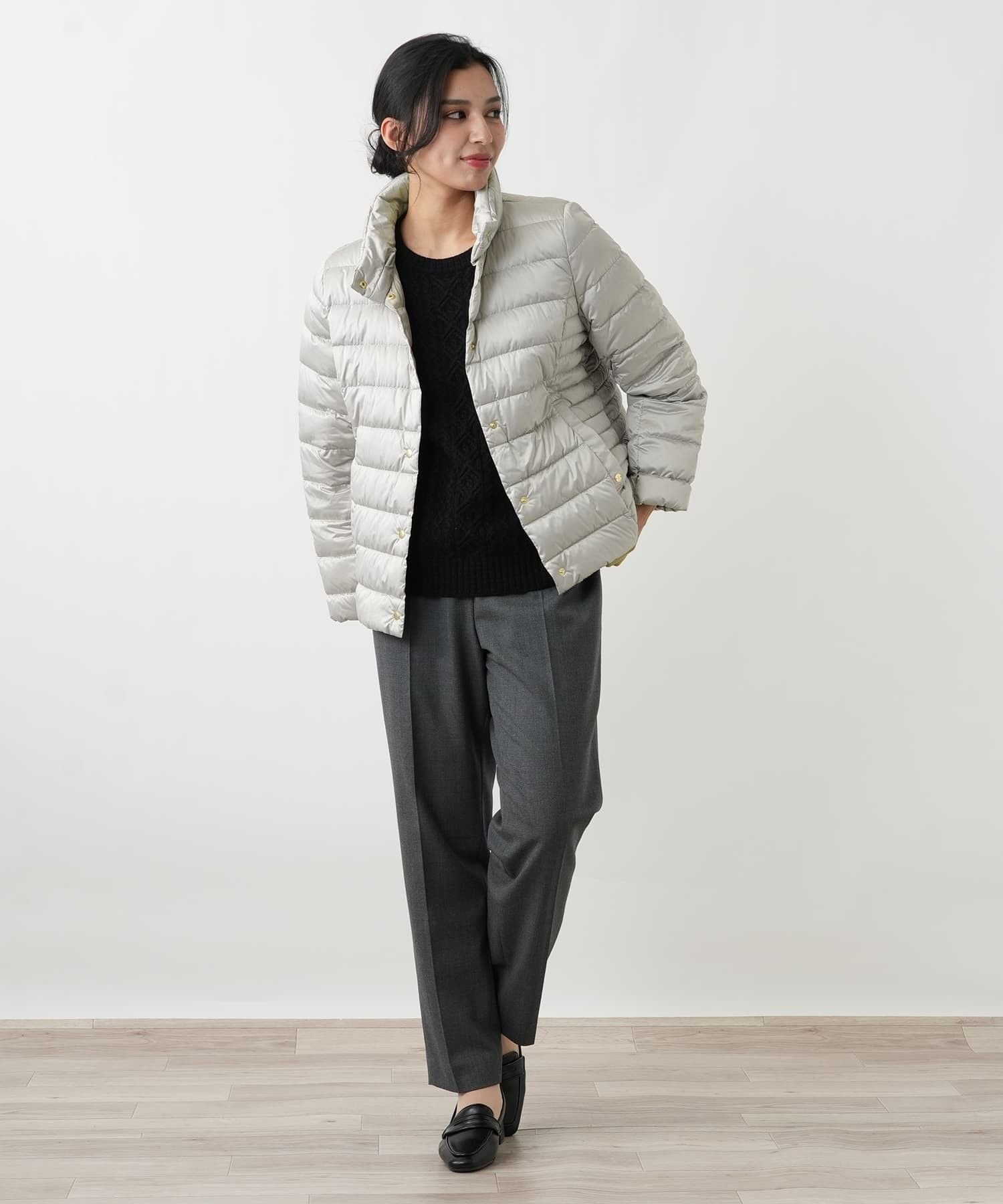 Leilian PLUS HOUSE 【店頭人気】スタンドネックショートコート レリアン プラスハウス ジャケット・アウター ステンカラーコート ベージュ
