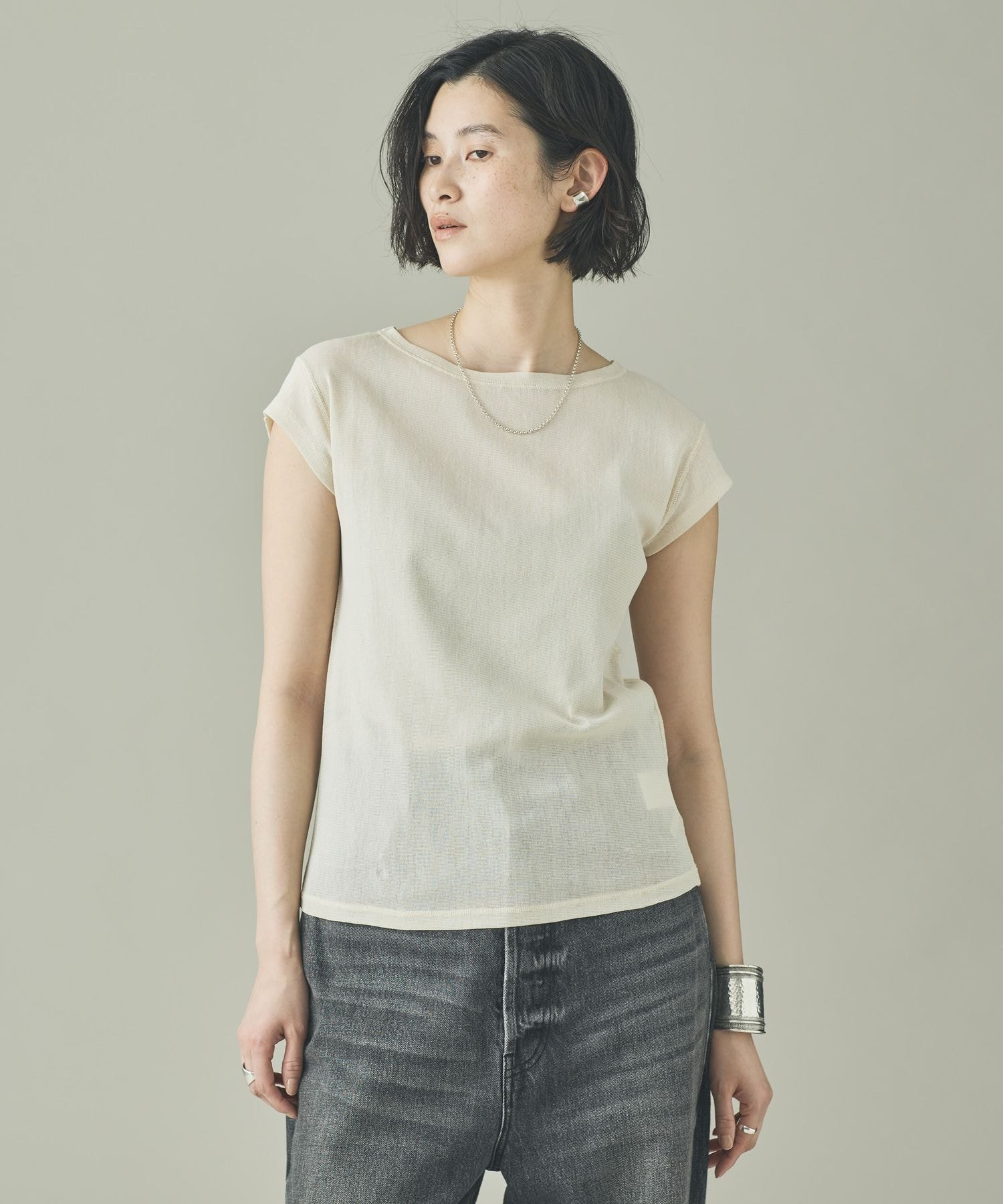 Curensology コットンチュールショートスリーブプルオーバー カレンソロジー トップス カットソー・Tシャツ ホワイト ブラック【送料無料】