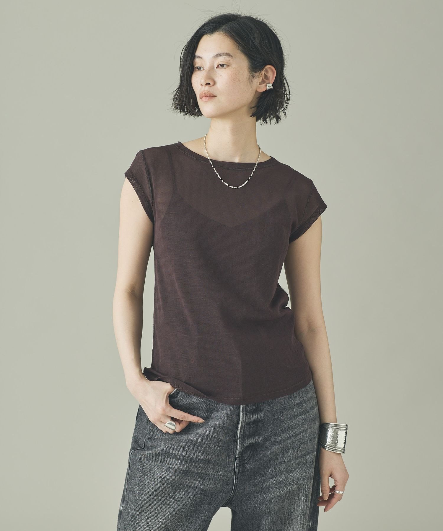 Curensology コットンチュールショートスリーブプルオーバー カレンソロジー トップス カットソー・Tシャツ ホワイト ブラック【送料無料】
