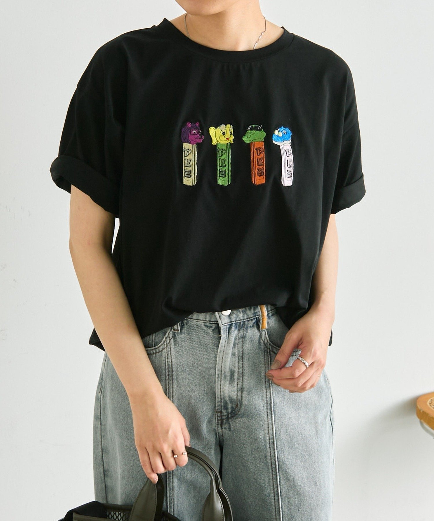 【PEZ(ペッツ)×ear】Tシャツ《UVカット/吸水速乾/接触冷感あり》 イア パピヨネ トップス カットソー・Tシャツ ブラック ホワイト