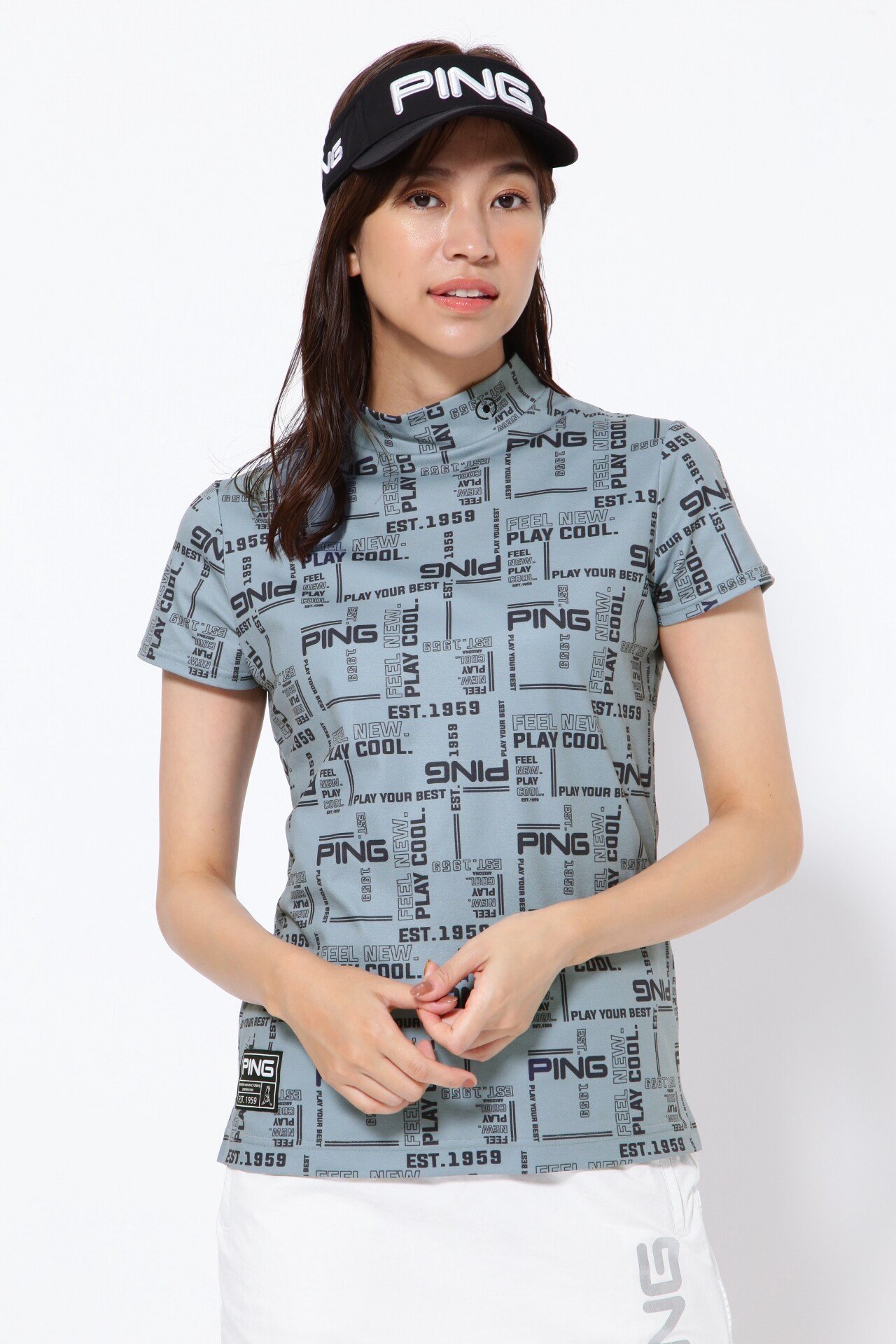 乐天商城 - PING APPAREL クールマックスエコメイド 半袖ハイネックカットソー ＜GOLD＞ (LADIES) ピン アパレル トップス その他のトップス グレー カーキグリーン ホワイト【送料無料】