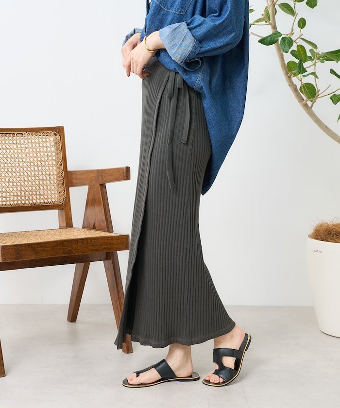 【SALE/70%OFF】FREAK'S STORE アーミーリブ ラップ風スカート 25SS フリークスストア スカート その他のスカート グレー ブラウン ...