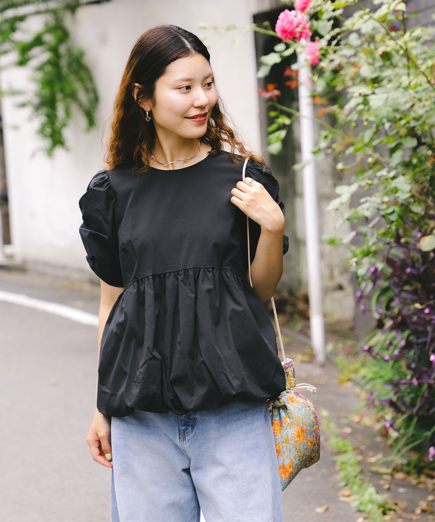 【SALE／30%OFF】Ray BEAMS 【洗濯可/きれいめ/オフィス/体型カバー/半袖】ギャザースリーブ バルーン ブラウス ビームス ウイメン トップス シャツ・ブラウス ブラック ホワイト イエロー【送料無料】のサムネイル