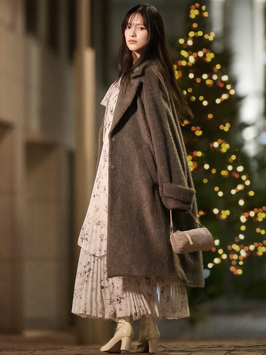 SNIDEL ブローチ付きシャギーロングコート スナイデル ジャケット・アウター チェスターコート【送料無料】のサムネイル