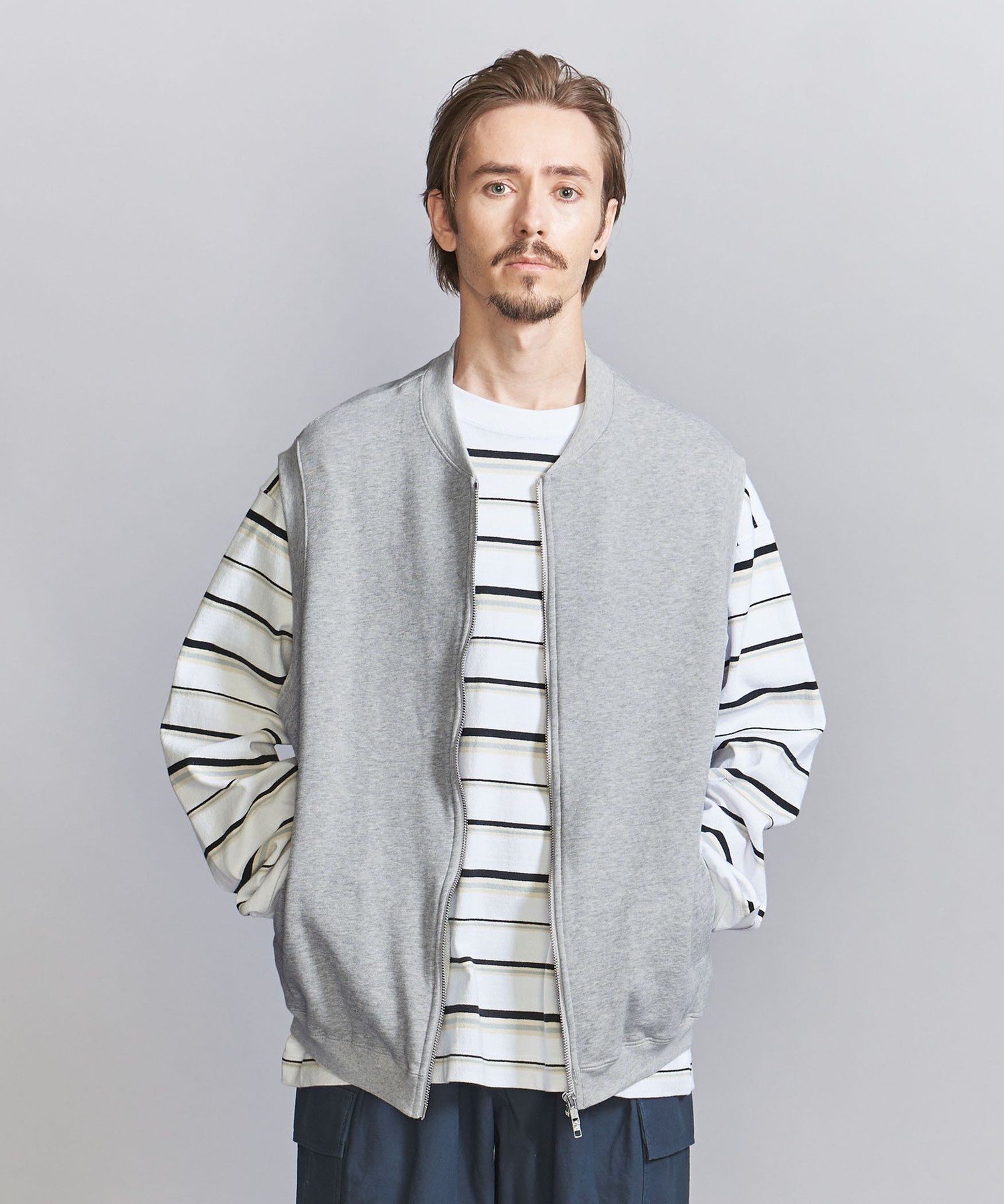 【SALE／70%OFF】BEAUTY&YOUTH UNITED ARROWS JS スウェット ジップ ベスト ユナイテッドアローズ アウトレット トップス スウェット・トレーナー グレー ネイビー