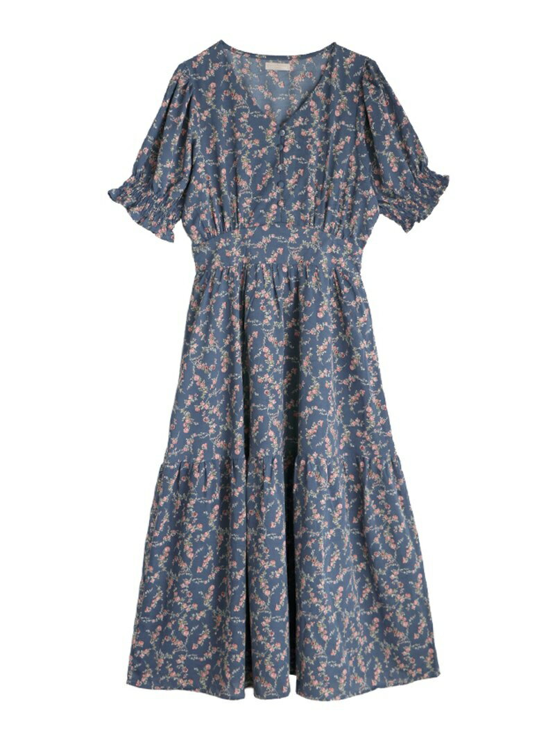 axes femme (W)小花柄ティアードロングOP アクシーズファム ワンピース・ドレス その他のワンピース・ドレス ブルー ベージュ ブラック【送料無料】のサムネイル