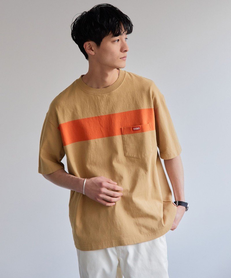 UNITED ARROWS green label relaxing 【別注】＜CHUMS(チャムス)＞ ライン ポケット Tシャツ カットソー ユナイテッドアローズ グリーンレーベルリラクシング カットソー Tシャツ ベージュ ホワイト【送料無料】